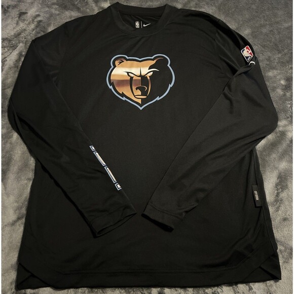 Medium NIKE MEMPHIS GRIZZLIES CITY EDITION LS SHOOTING Shirt BLACK DN8499-010 - Picture 1 of 10